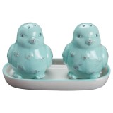 Set solnita sare si piper design pasare,ceramica, 8 cm-2 piese