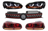 Grila Centrala VW Golf 6 VI (2008-2012) Golf 7 U Design cu Red Strip GTI LED dinamic cu Stopuri R20 si Faruri LED Performance AutoTuning, KITT