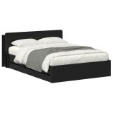 vidaXL Cadru de pat cu depozitare Negru 160 x 200 cm Lemn prelucrat 3433973