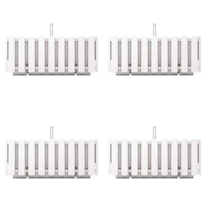 Set 4 jardiniere decorative cu suport metalic, sistem irigare,​​​​​​​ alb, 38x18x16.2 cm, Boardee Fencycase W