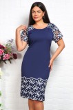 Rochie Ocazie Eleganta Yves, Crep Stretch, Broderie, Navi. Marimi disponibile.
