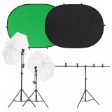 Kit studio foto cu set de lumini si ecran de fundal GartenMobel Dekor, vidaXL