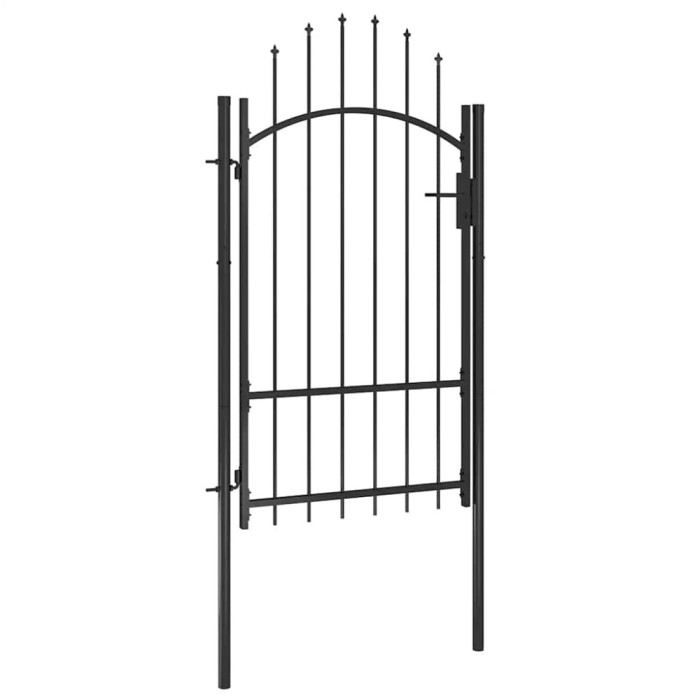 Poartă de grădină, negru, 1 x 2,2 m, oțel