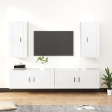 vidaXL Set dulap TV, 4 piese, alb, lemn prelucrat