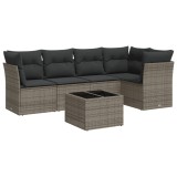 Set mobilier gradina cu perne, 6 piese, gri, poliratan
