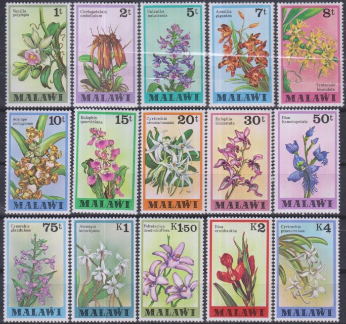 Timbre cu orhidee din Malawi
