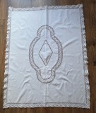 FATA DE MASA VINTAGE DIN P&Acirc;NZĂ DE BUMBAC SI CROSET INSERAT
