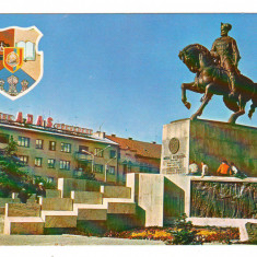 CPIB 20559 CARTE POSTALA - CLUJ NAPOCA. STATUIA LUI MIHAI VITEAZUL, STEMA, ADAS