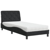 Cumpara ieftin Pat cu saltea, negru, 80x200 cm, catifea