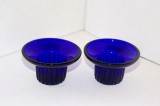 Suporturi cristal pentru lum&acirc;nare sau pastile, royal cobalt blue, suflate &icirc;n mulaj - &Ouml;rebro Glasbruk, Suedia