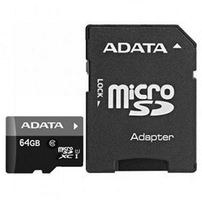 Micro secure digital card adata 64gb ausdx64guicl10-ra1 clasa 10 adaptor sd (pentru telefon) foto