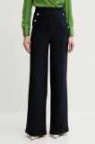 Morgan pantaloni PINO.F culoarea bleumarin, lat, high waist, PINO.F