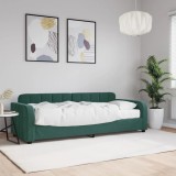 VidaXL Pat de zi cu saltea, verde &icirc;nchis, 80x200 cm, catifea