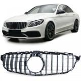 Grilaj Sport Negru Lucios Cromat potrivit pentru Mercedes Clasa C W205 S205 2014-2018 Performance AutoTuning