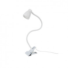 Lampa de birou cu clips, brat flexibil, 3 culori lumina, 10 niveluri, USB, alb, 45 cm, Izoxis