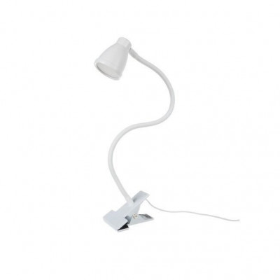 Lampa de birou cu clips, brat flexibil, 3 culori lumina, 10 niveluri, USB, alb, 45 cm, Izoxis foto