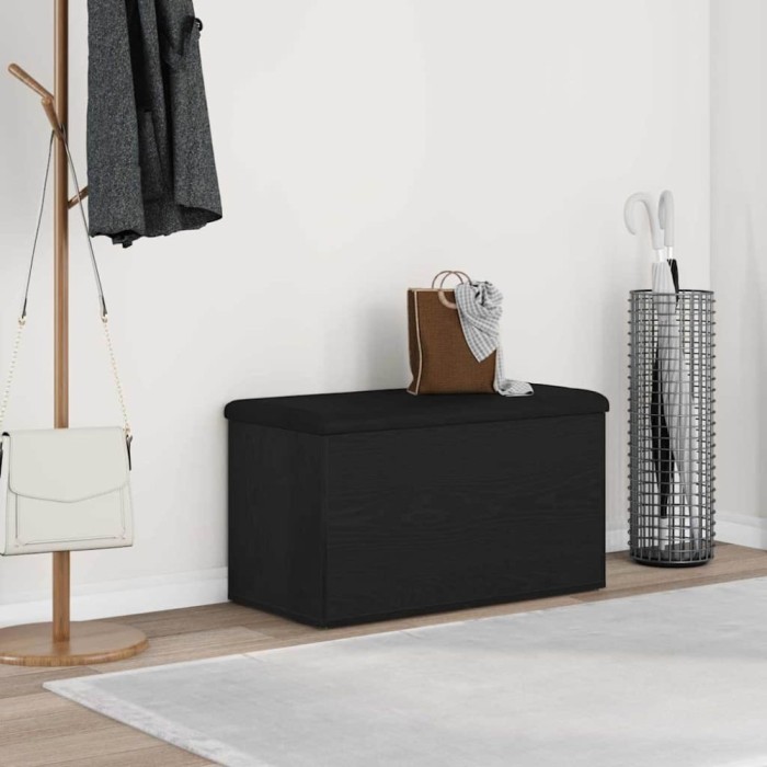 vidaXL Bancă de depozitare Stejar Negru 82 x 42 x 45 cm Lemn compozit