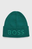 Boss Orange caciula din amestec de lana BOSS ORANGE culoarea verde, din tricot gros