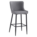 Cumpara ieftin Scaun bar textil gri metal negru Cezaria 51x56x105,5 cm