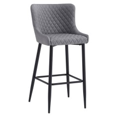 Scaun bar textil gri metal negru Cezaria 51x56x105,5 cm