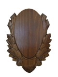 Panoplie Caprior Lemn Sculptata Maro Inchis 27x18.5 cm Trofeu Vanatoare