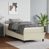 vidaXL Pat box spring cu saltea, crem, 90x190 cm, piele ecologică 3144580