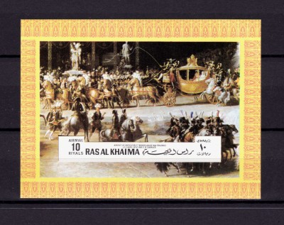 ✅(C45) Ras Al Khaima 1970 &amp;quot;Napoleon si Luise/Tuileries &amp;quot;,colita 95 nedantelata ! ,Mi.CV 22&amp;euro;,MNH foto