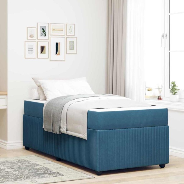 vidaXL Cadru de pat cu saltea cu saltea albastru 80 x 200 cm Catifea 3398325