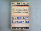 DE LA SAINTE BEUVE LA NOUA CRITICA - SAVIN BRATU