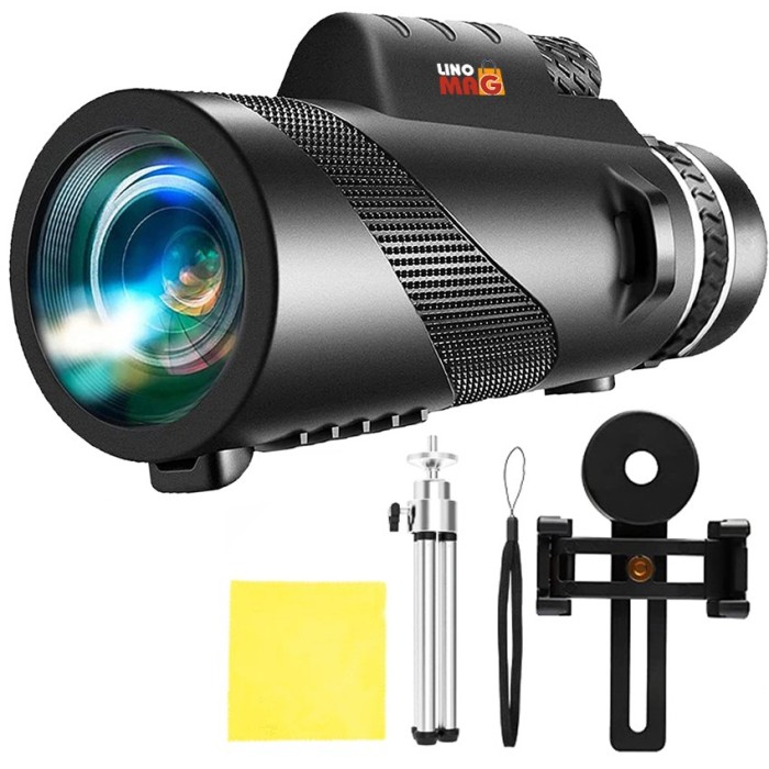 Monoclu Telescop profesional HD 50X60 de Inalta Definitie cu Suport Pentru Smartphone si Trepied, Linomag&reg;, Prisma BaK-4 Dual Focus, Vedere de Zi si d