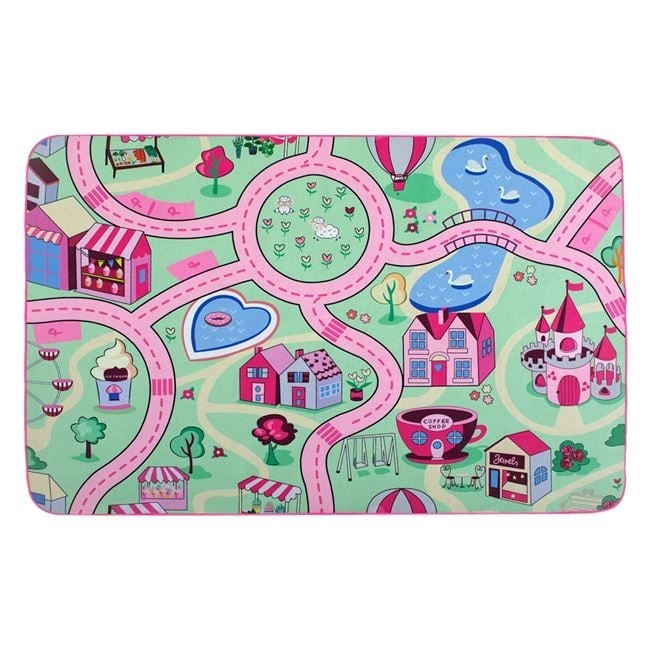 Covor Decorativ Roz Model Ferma cu Drum 150x100cm
