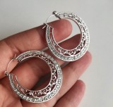 Cercei rotunzi gama - inox placati aur alb filat 18k