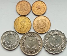 set 7 monede Libia Libya 1, 1, 5, 5, 10, 20, 50 Dirhams 1975 - 1979 UNC - A026