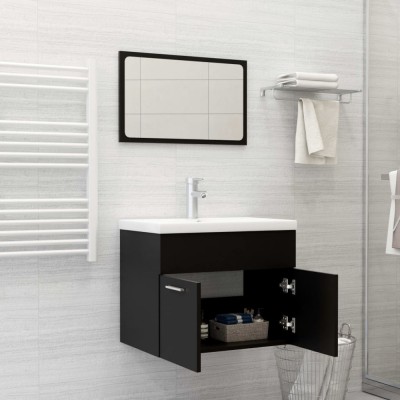 Gossi set mobilier de baie, negru, lemn prelucrat foto