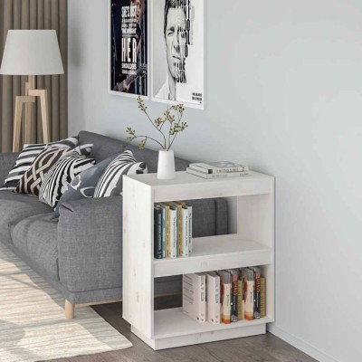 vidaXL Bibliotecă, alb, 60x35x71 cm, lemn masiv de pin foto