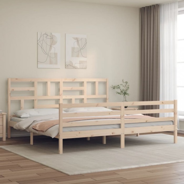 vidaXL Cadru pat cu tăblie 200x200 cm, lemn masiv de pin 3194916