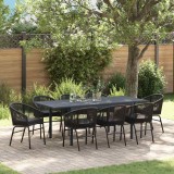 vidaXL Set de masă pentru grădină 9 pcs Negru Rattan poli