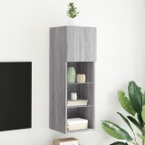 Cumpara ieftin Comodă TV cu lumini LED, gri sonoma, 30,5x30x90 cm