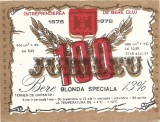NI402 Etichetă bere blondă specială Jubileu 100, &Icirc;ntreprinderea de bere Cluj, 1978
