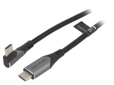 Cablu USB-C 2.0 unghi 0,5m negru 100W