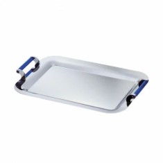 Tava Inox Vulcano Eme 43 cm &ndash; Manere Acrilice Albastre