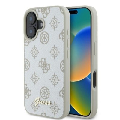 Husa pentru iPhone 16 - Guess Peony Script MagSafe (GUHMP16SPGPYSH) - White foto