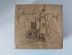 Cutie de tabla vintage retro anii 70, ONKO KAFFEE AUS BREMEN, Mid Century Retro, 19 x 18 x 6cm, cu vapor