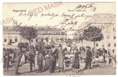 472 - ORADEA, Bihor, Market, Romania - old postcard - used - 1906 foto