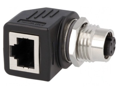Adaptor M12 Mamă la RJ45 Soclu Ethernet 4-Pin Cat 5e foto