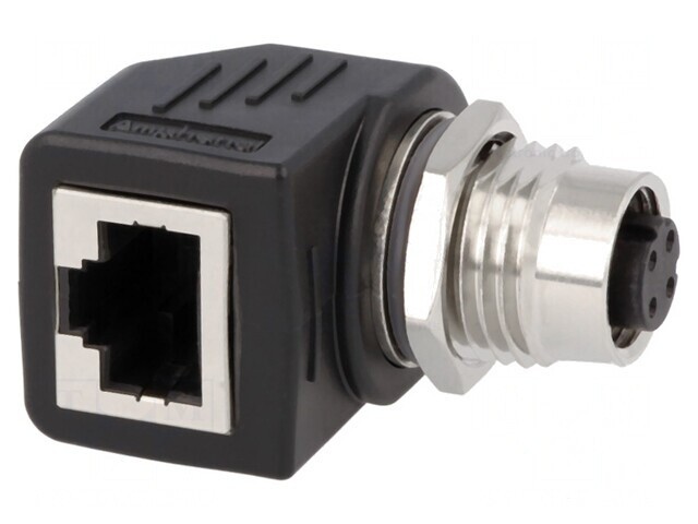 Adaptor M12 Mamă la RJ45 Soclu Ethernet 4-Pin Cat 5e