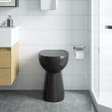 vidaXL Toaletă fără bord 7 cm &icirc;nălțime suplimentară &icirc;nchidere ușoară ceramică neagră 145780