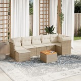 vidaXL Set canapele de grădină, 8 piese, cu perne, bej, poliratan