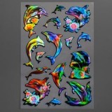 Autocolante Puffy cu Delfini Holografici - Set 15 Bucati - Marca CMCLASS