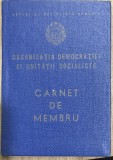 ACTE (5) Carnet de membru ODUS Organizatia Democratiei si Unitatii Socialiste, coperta albastra cu stema RSR, document vechi de colectie